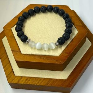 Lava Rock & Selenite Bracelet